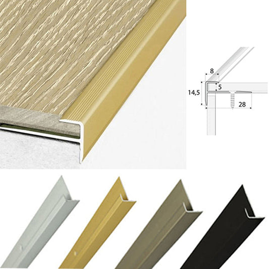 28 x 14.5mm Slim Aluminium Stair Nosing – Non Slip Edge Trim for Vinyl Flooring
