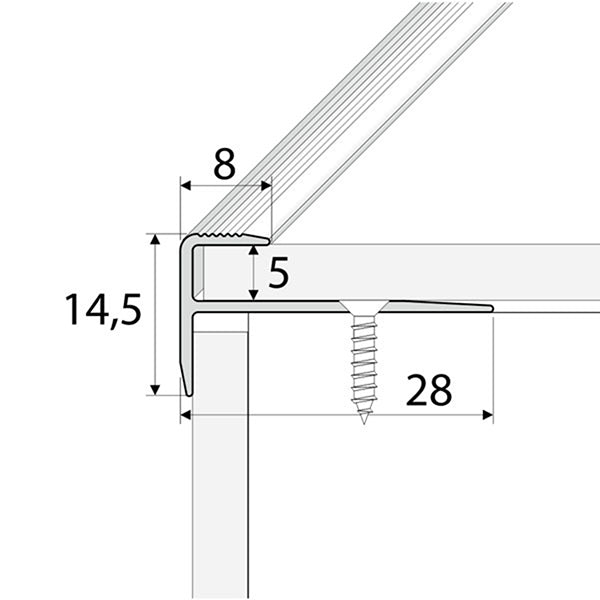 28 x 14.5mm Slim Aluminium Stair Nosing – Non Slip Edge Trim for Vinyl Flooring