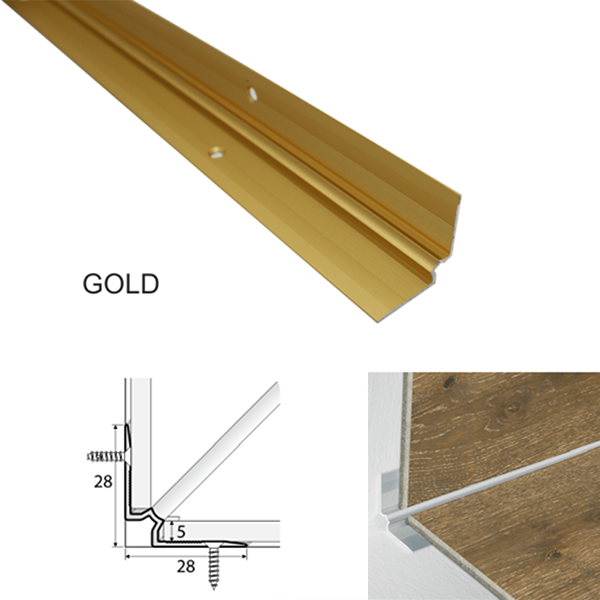 28 x 28mm Aluminium Inner Corner Stair Nosing – Edge Trim for Click Vinyl Flooring