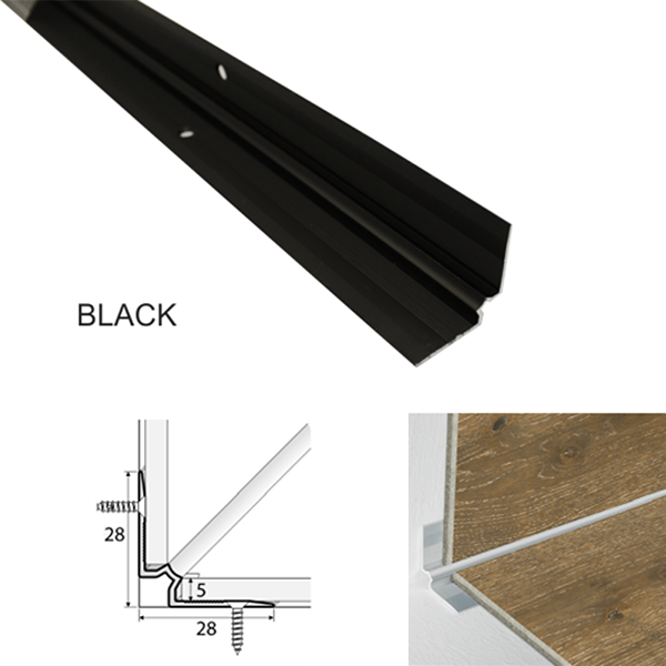 28 x 28mm Aluminium Inner Corner Stair Nosing – Edge Trim for Click Vinyl Flooring