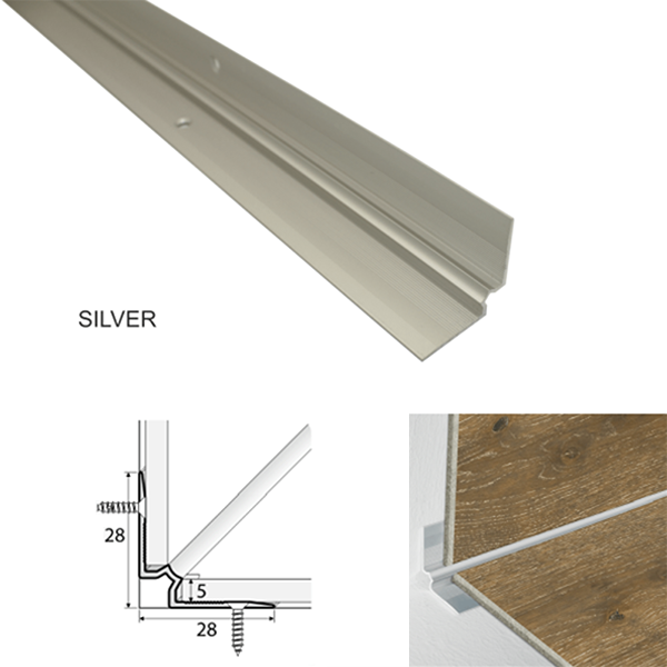 28 x 28mm Aluminium Inner Corner Stair Nosing – Edge Trim for Click Vinyl Flooring