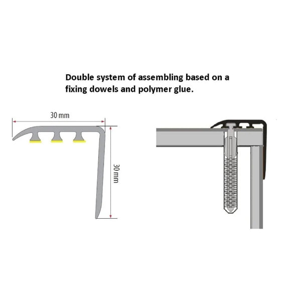 30 x 30mm Durable UPVC Stair Nosing Trim – Wood Effect Edge Protector for Steps