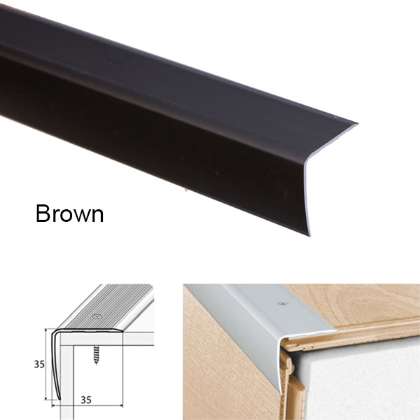 35 x 35mm Heavy Duty Anodised Aluminium Stair Nosing – Slip Resistant Edge Trim for Step Protection