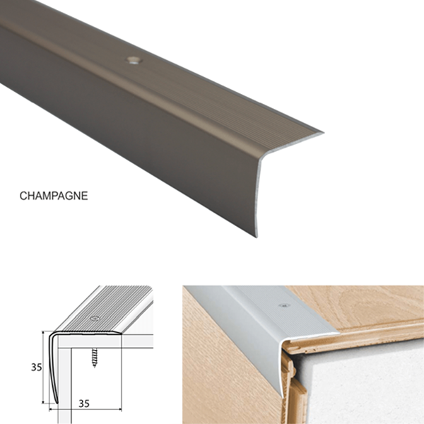 35 x 35mm Heavy Duty Anodised Aluminium Stair Nosing – Slip Resistant Edge Trim for Step Protection