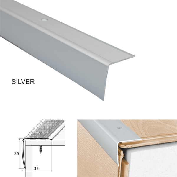 35 x 35mm Heavy Duty Anodised Aluminium Stair Nosing – Slip Resistant Edge Trim for Step Protection