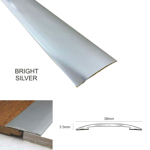 38mm Self Adhesive Aluminium Euro Cover Strip – Door Threshold Trim for Wood, Vinyl & Tile Floors