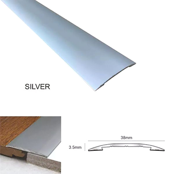 38mm Self Adhesive Aluminium Euro Cover Strip – Door Threshold Trim for Wood, Vinyl & Tile Floors