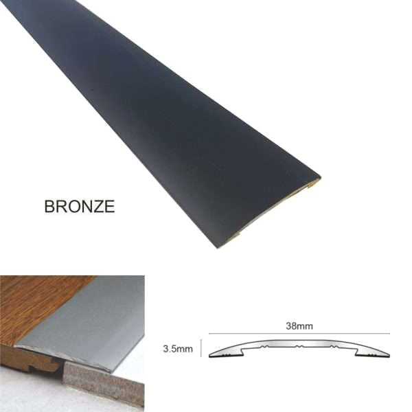 38mm Self Adhesive Aluminium Euro Cover Strip – Door Threshold Trim for Wood, Vinyl & Tile Floors