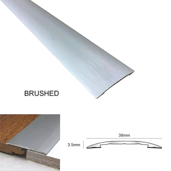 38mm Self Adhesive Aluminium Euro Cover Strip – Door Threshold Trim for Wood, Vinyl & Tile Floors