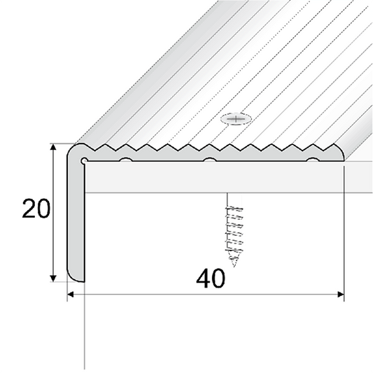 40 x 20mm Anodised Aluminium Stair Nosing – Anti Slip Edge Trim for Wooden Steps