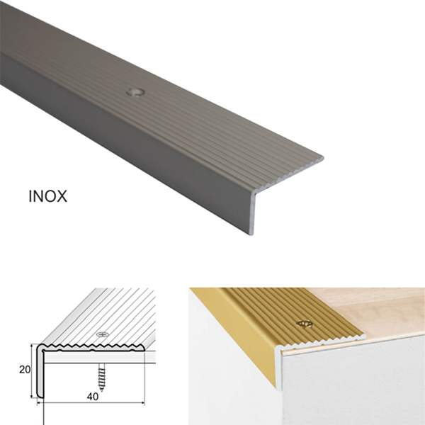 40 x 20mm Anodised Aluminium Stair Nosing – Anti Slip Edge Trim for Wooden Steps