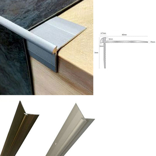 40 x 26mm Anodised Aluminium Stair Nosing – Edge Profile for 3mm LVT Flooring