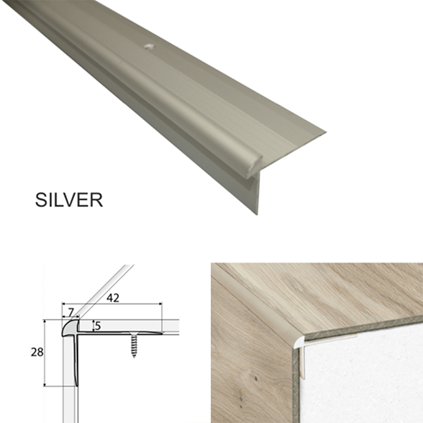 42 x 28mm Durable Aluminium Stair Nosing Edge Trim