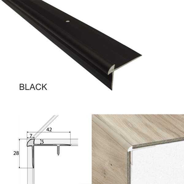 42 x 28mm Durable Aluminium Stair Nosing Edge Trim