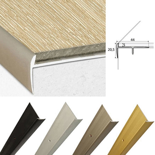 44 x 20.5mm Aluminium Stair Nosing – Screw Fix Edge Trim for Click Vinyl Floors