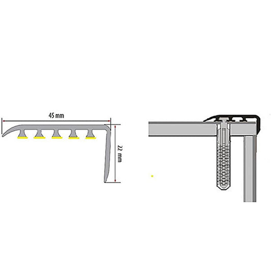 45 x 22mm Durable Wood Effect UPVC Stair Nosing – Edge Trim for Laminate and Wooden Steps