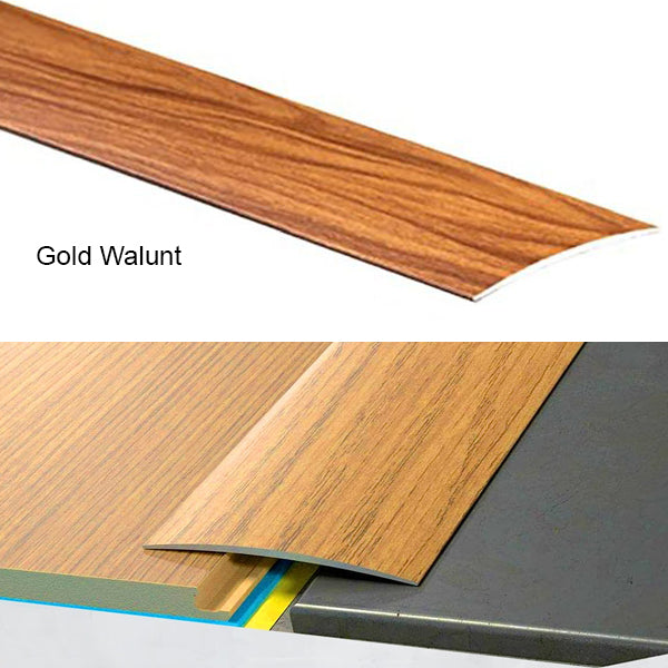 80mm Self Adhesive Aluminium Door Threshold – Wood Effect Floor Transition Strip