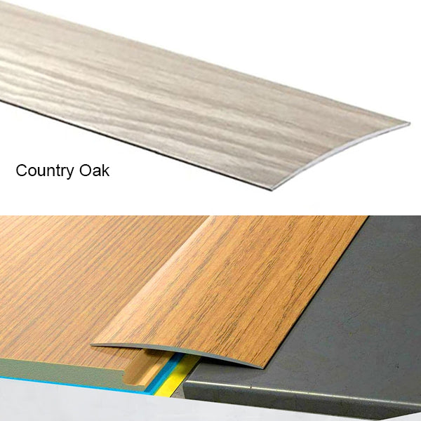 80mm Self Adhesive Aluminium Door Threshold – Wood Effect Floor Transition Strip