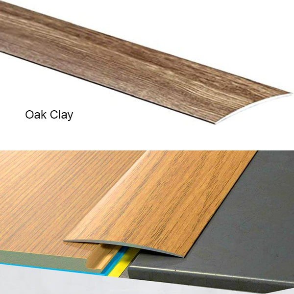 80mm Self Adhesive Aluminium Door Threshold – Wood Effect Floor Transition Strip