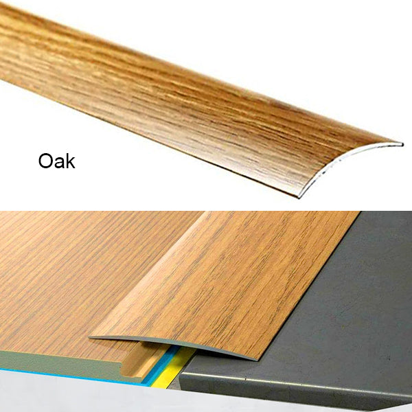 80mm Self Adhesive Aluminium Door Threshold – Wood Effect Floor Transition Strip