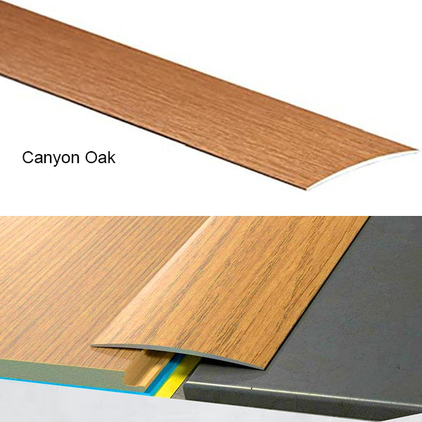 80mm Self Adhesive Aluminium Door Threshold – Wood Effect Floor Transition Strip