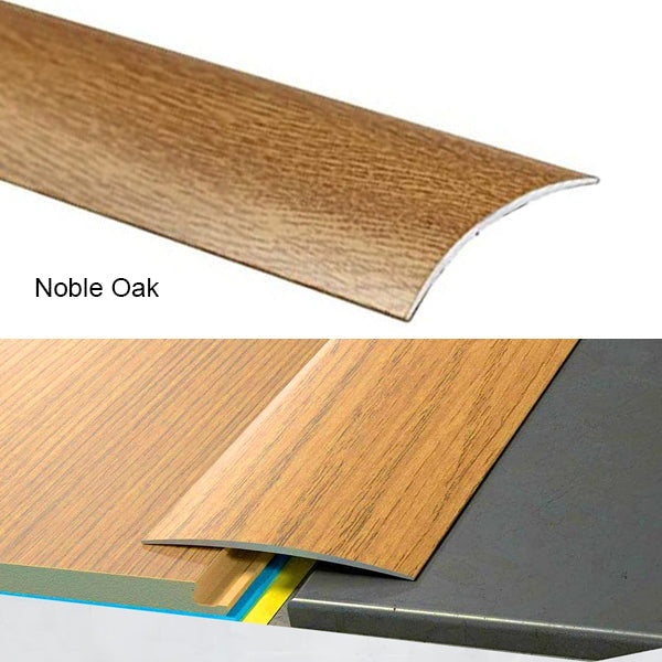 80mm Self Adhesive Aluminium Door Threshold – Wood Effect Floor Transition Strip