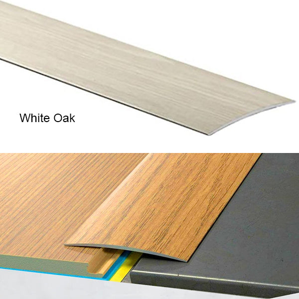 80mm Self Adhesive Aluminium Door Threshold – Wood Effect Floor Transition Strip