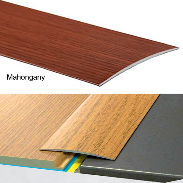 80mm Self Adhesive Aluminium Door Threshold – Wood Effect Floor Transition Strip