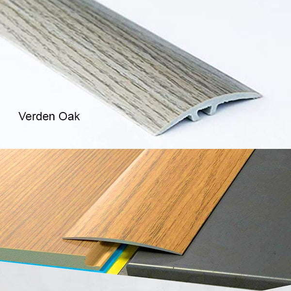80mm Self Adhesive Aluminium Door Threshold – Wood Effect Floor Transition Strip