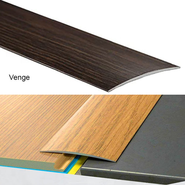 80mm Self Adhesive Aluminium Door Threshold – Wood Effect Floor Transition Strip
