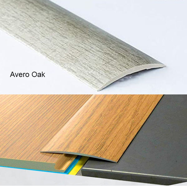 80mm Self Adhesive Aluminium Door Threshold – Wood Effect Floor Transition Strip