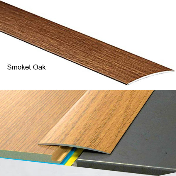 80mm Self Adhesive Aluminium Door Threshold – Wood Effect Floor Transition Strip