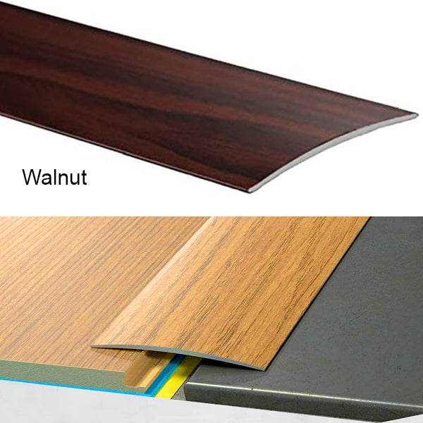 80mm Self Adhesive Aluminium Door Threshold – Wood Effect Floor Transition Strip