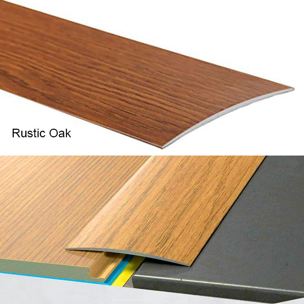 80mm Self Adhesive Aluminium Door Threshold – Wood Effect Floor Transition Strip