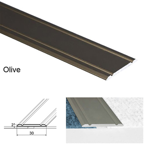 30mm Anodised Aluminium Flat Door Threshold Strip – Screw Fix Transition