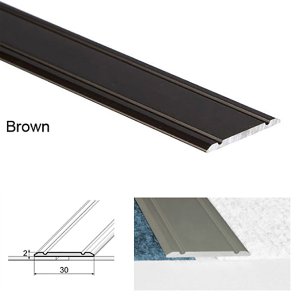 30mm Anodised Aluminium Flat Door Threshold Strip – Screw Fix Transition