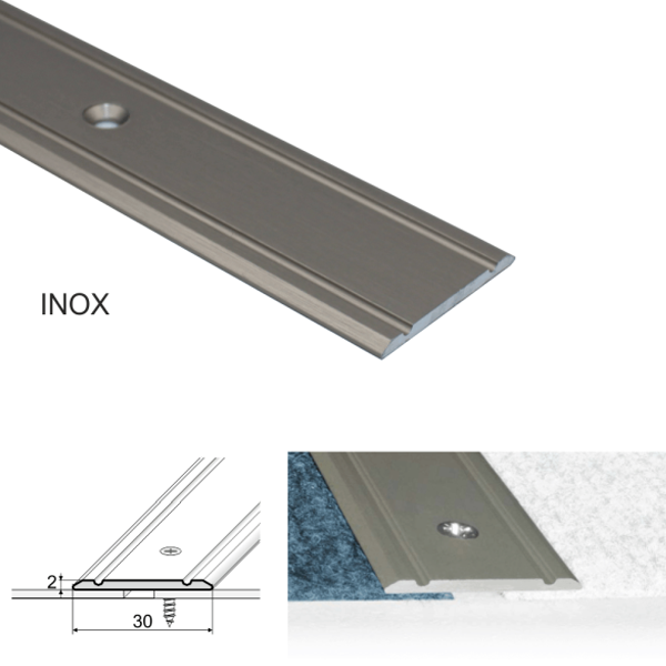30mm Anodised Aluminium Flat Door Threshold Strip – Screw Fix Transition