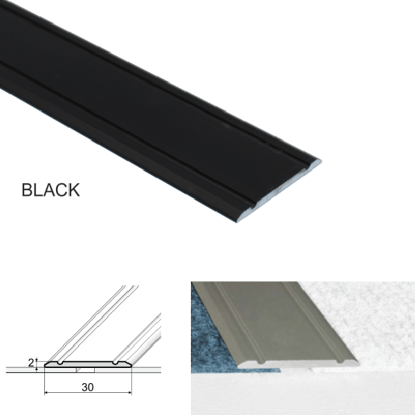 30mm Anodised Aluminium Flat Door Threshold Strip – Screw Fix Transition