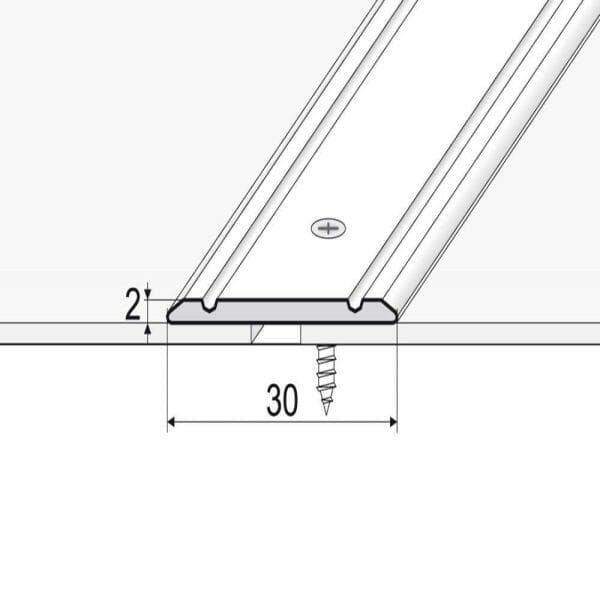 30mm Anodised Aluminium Flat Door Threshold Strip – Screw Fix Transition