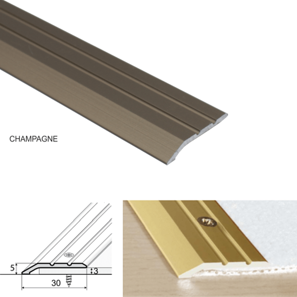 30mm Anodised Aluminium Ramp Door Threshold – Slim Transition Profile