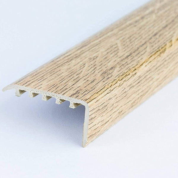 45 x 22mm Wood Effect UPVC Stair Nosing – Trim for Protecting Laminate and Wooden Edges