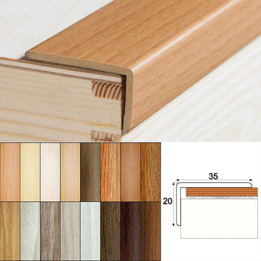 1m Wood Effect UPVC Stair Nosing Trim – Self Adhesive Edge Protector for Steps