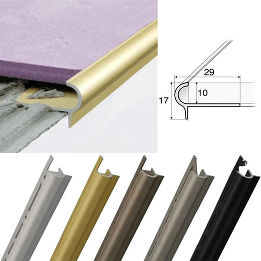 29 x 17 x 10mm Aluminium Stair Nosing – Anti Slip Edge Trim for Tiled Steps