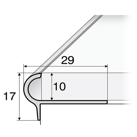 29 x 17 x 10mm Aluminium Stair Nosing – Anti Slip Edge Trim for Tiled Steps