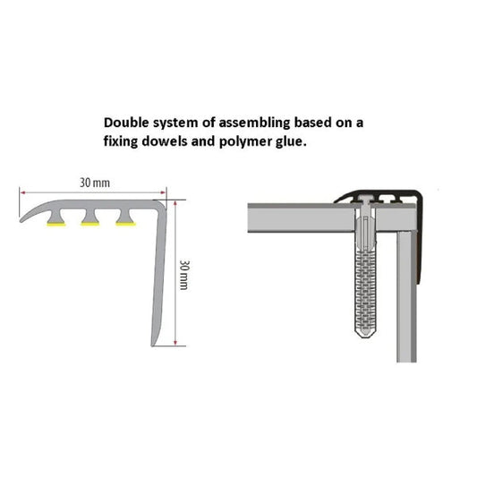 30 x 30mm Durable UPVC Stair Nosing Trim – Wood Effect Edge Protector for Steps
