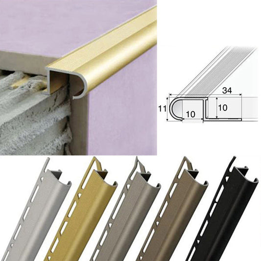 34 x 11 x 10mm Aluminium Anti Slip Stair Nosing – Edge Trim for Tiled Steps