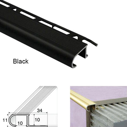 34 x 11 x 10mm Aluminium Anti Slip Stair Nosing – Edge Trim for Tiled Steps
