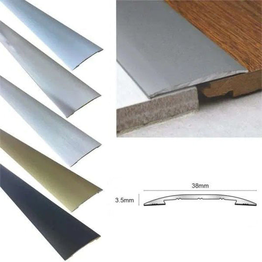 38mm Self Adhesive Aluminium Euro Cover Strip – Door Threshold Trim for Wood, Vinyl & Tile Floors