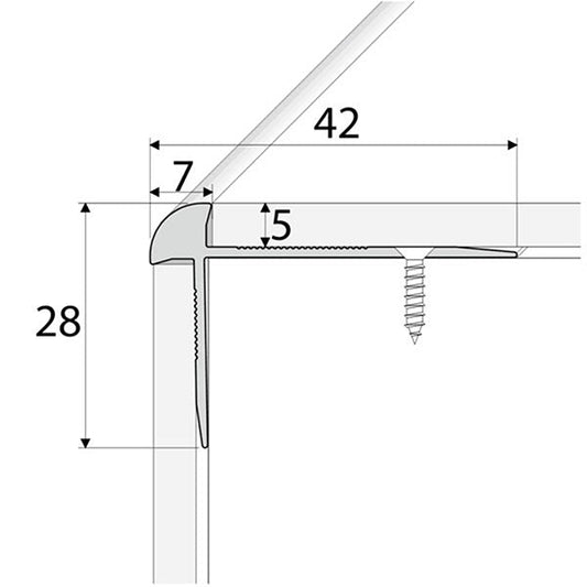 42 x 28mm Durable Aluminium Stair Nosing Edge Trim