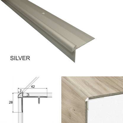 42 x 28mm Durable Aluminium Stair Nosing Edge Trim